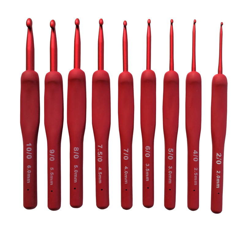 9Pcs Aluminium Häkeln Haken Mit Silikon Griff Garn Stricken Nadeln Set Pullover Stricken Nadel DIY Stricken Werkzeuge – Detail 1