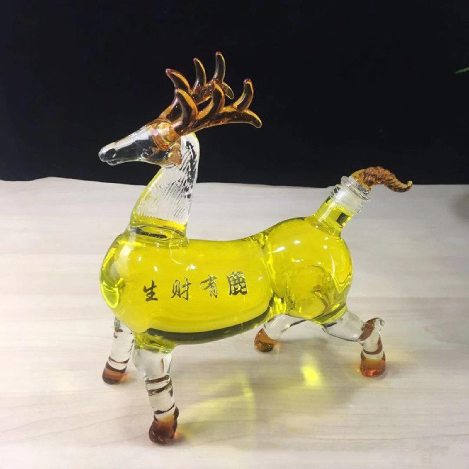 Novelty Glass Whisky Decanter Barware Tools Drinkware Deer Figurine for Vodka Tequila Bourbon Rum Creative Men Gift