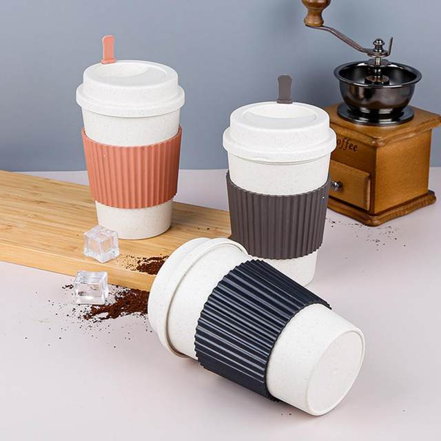 480ml Milk Cup Large Capacity Leakproof Anti-slip Coffee Mug with  Dust-proof Lid