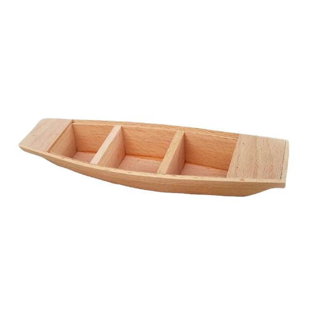 Wooden Fishing Boat Model Model Boat Decoration for Tabletop Shelf 7.9in