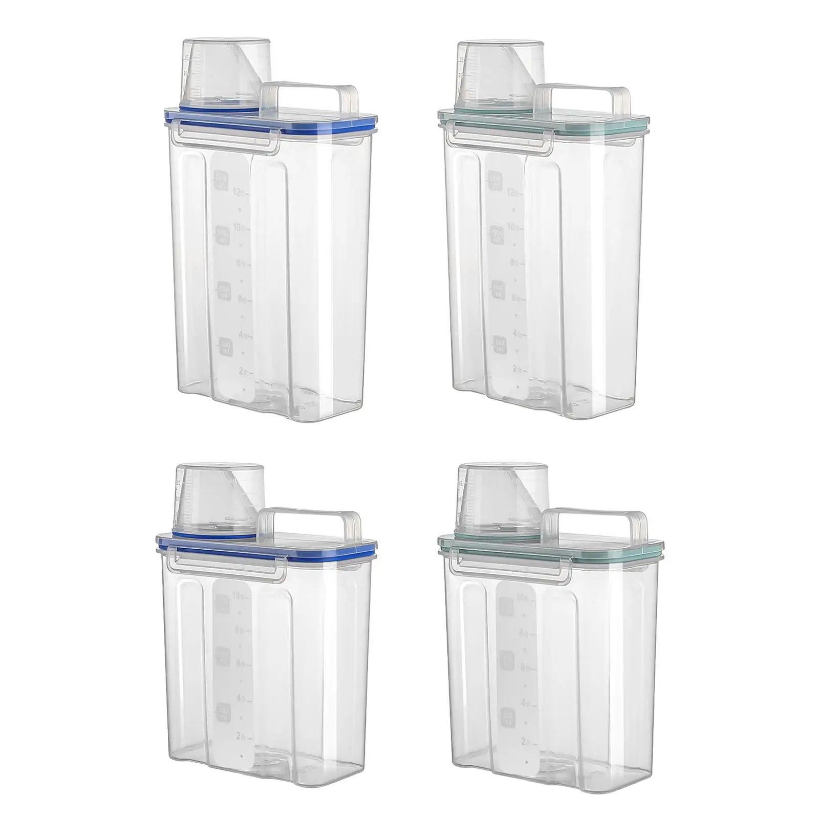 Laundry Detergent Holder with Lids Farmhouse Transparent Laundry Room Organization Multifunctional with Scale Rice Dispenser