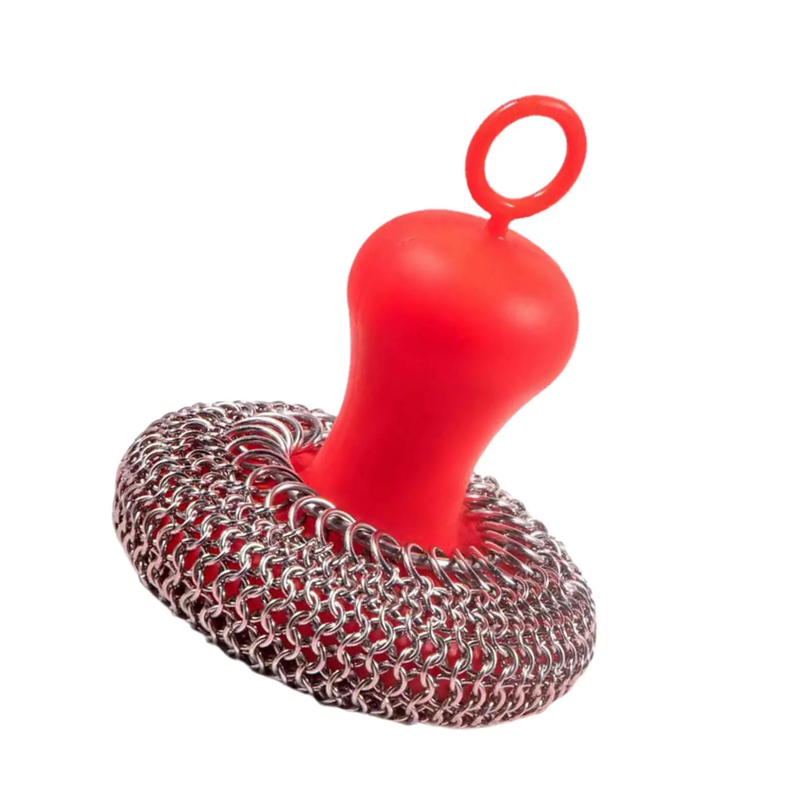 Cast Iron Chainmail Scrubber Cast Iron Cleaner Stainless Steel Kitchen Cleaning Brush Dishwashing Brush for Bowl Dish