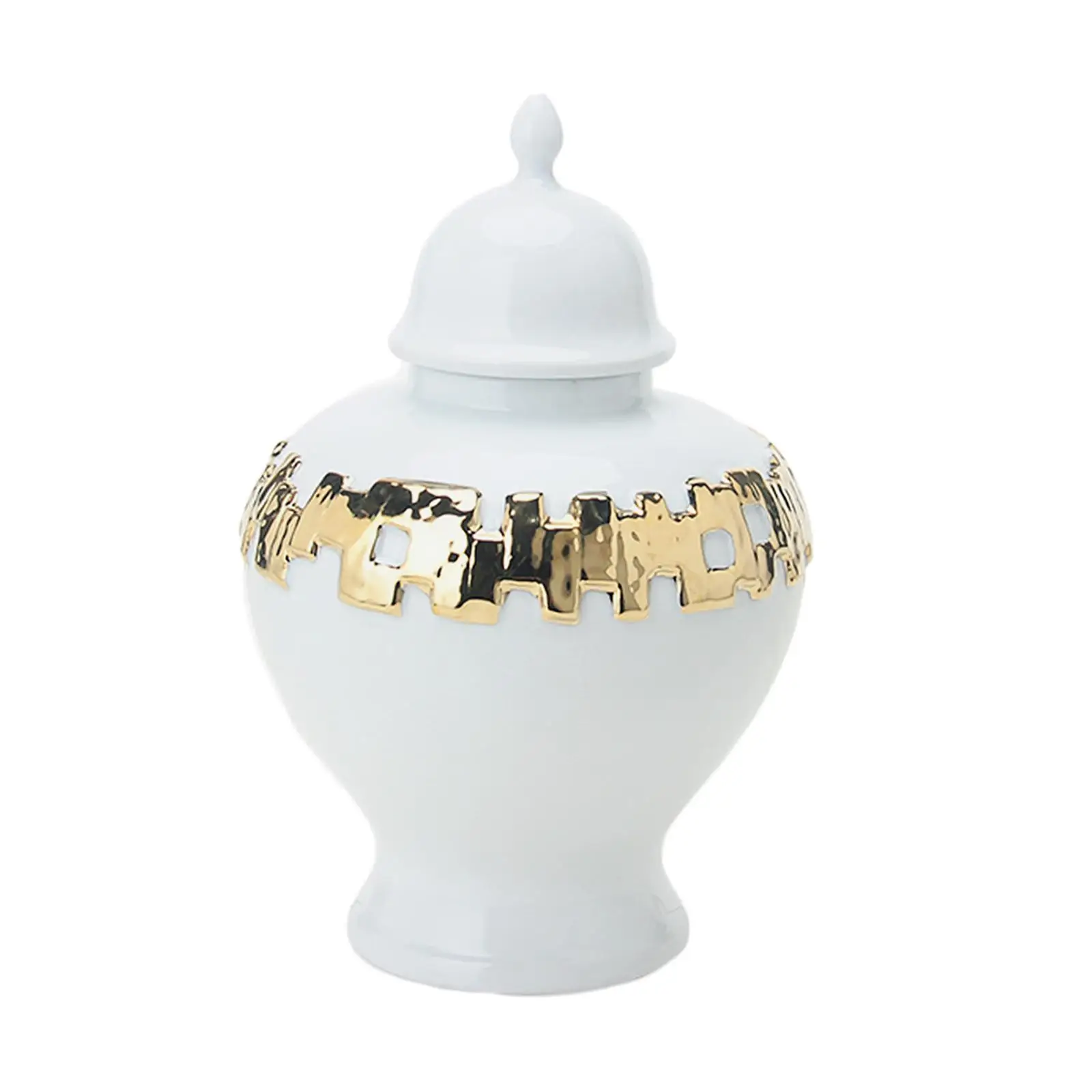 Ceramic Vase Ginger Jar with Lid Handicraft 18x27.5cm Fine Glaze Finish Delicate