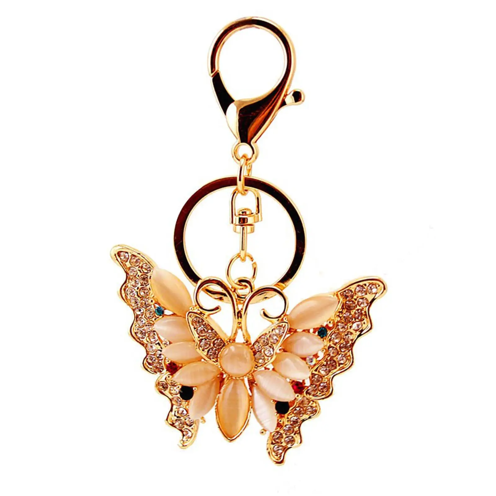 Butterfly Keychain 3D Stylish Artificial Purse Charm Backpack Charms Bling Key Ring Holder Rhinestone Keychain for Women and Men
