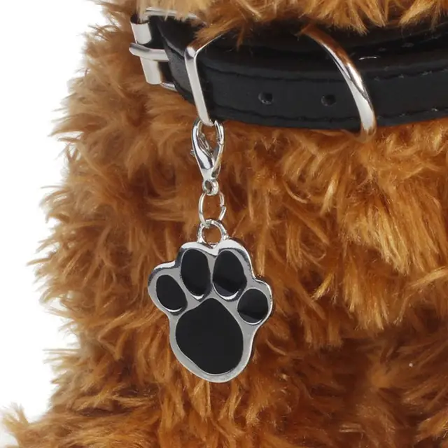 25mm Metal Blank Dog Tag Paw Rhinestone Pet Cat ID Name Engraved Key Ring  Chain Pet