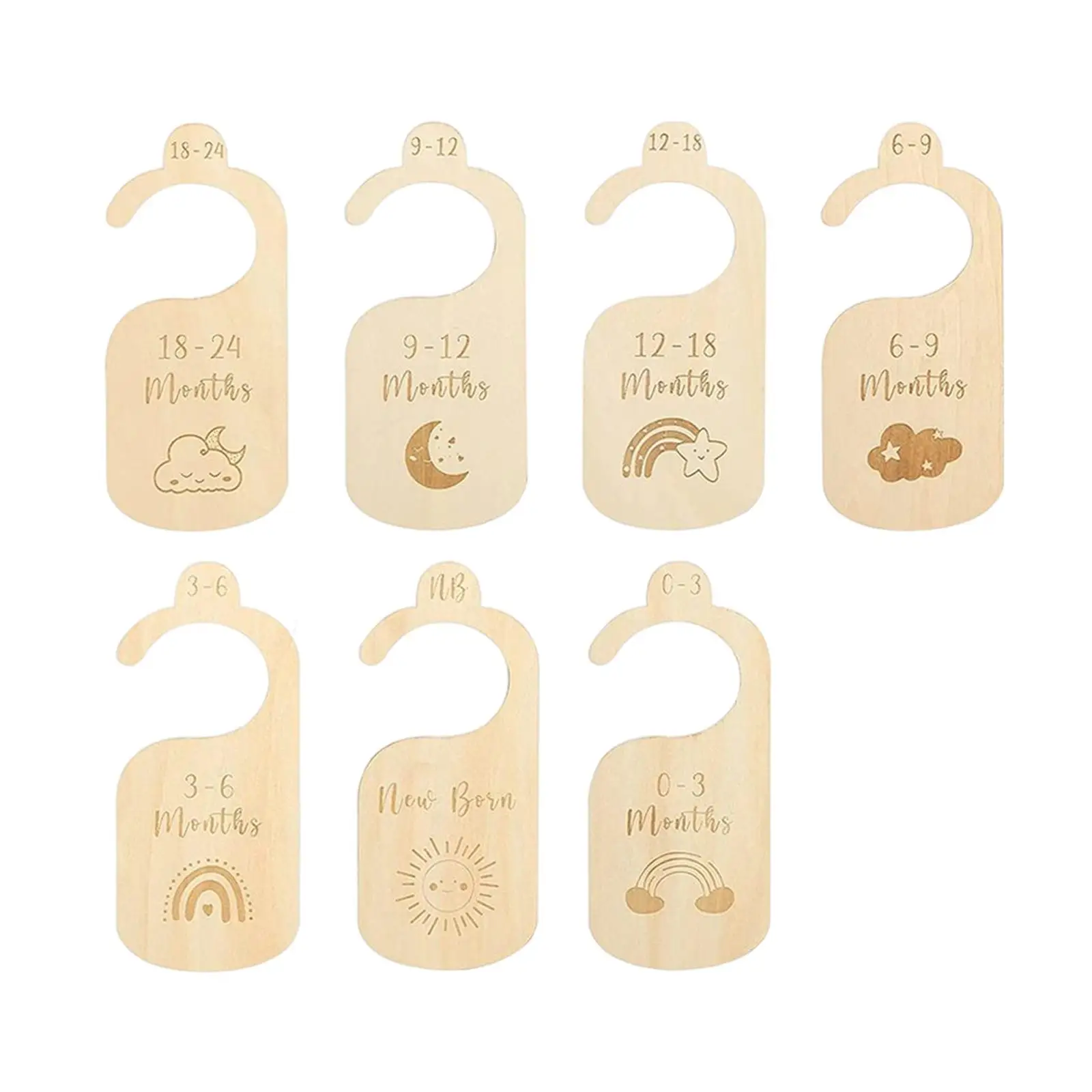 7x Double Sided Wooden Closet Divider Organizer Closet Baby Size Dividers Infant Wardrobe Divider Label New Mom Gift