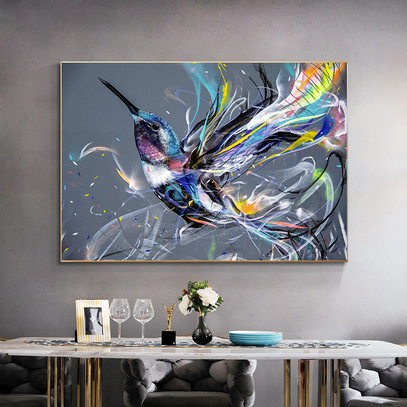 abstract hummingbird painting