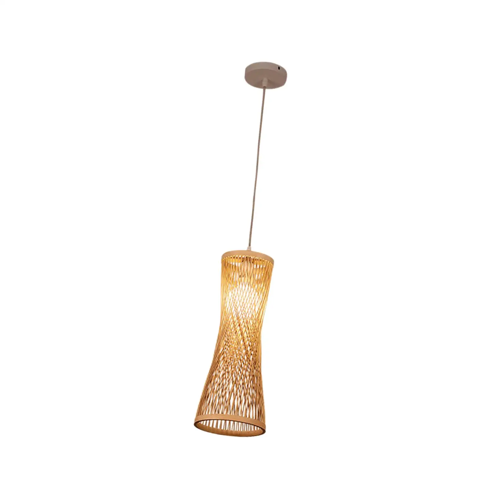 Bamboo Woven Lampshade Handwoven Boho Chandelier Fixture Cover for Living Room