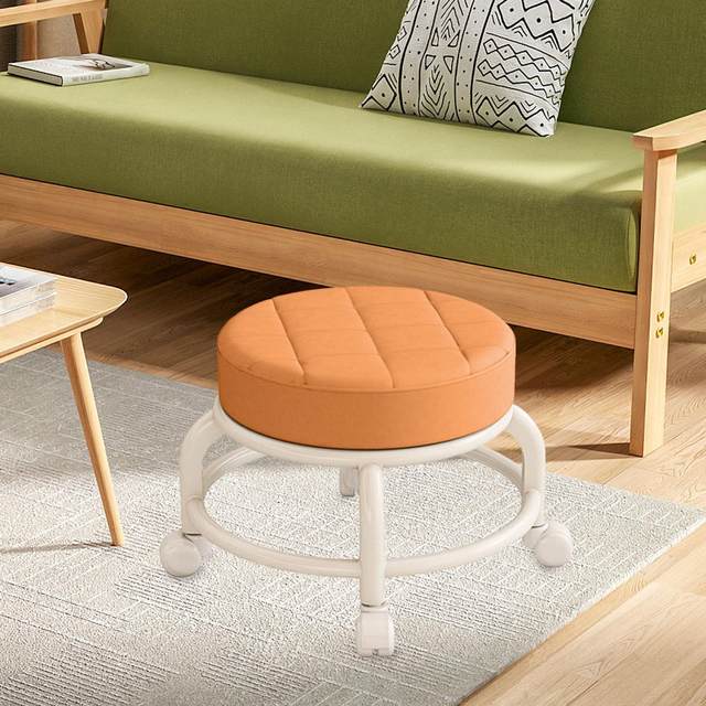 Low Stool with Wheels Rolling Work Seat Rolling Ottoman with 360° Wheels  Footstool Roller Seat Chair Low Table Footrest Shoe Changing Stool for  Living