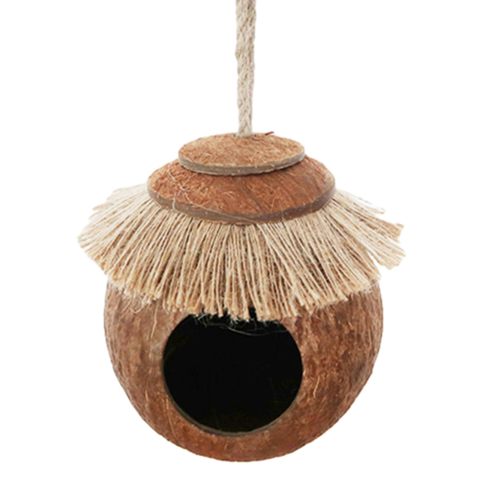 Coconut Shell Parrot Nest Hideaway Cage Hanging Toy Habitats Decor Birdhouse Cage for Bird Small Animals Budgie Parrot Hamster