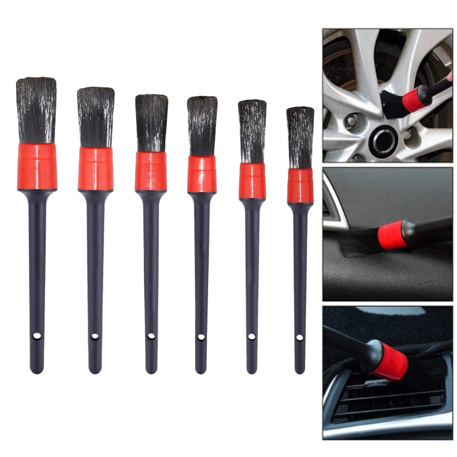 Car Detail Brushes - Set of 6- Perfect for WashingInterior Upholstery
