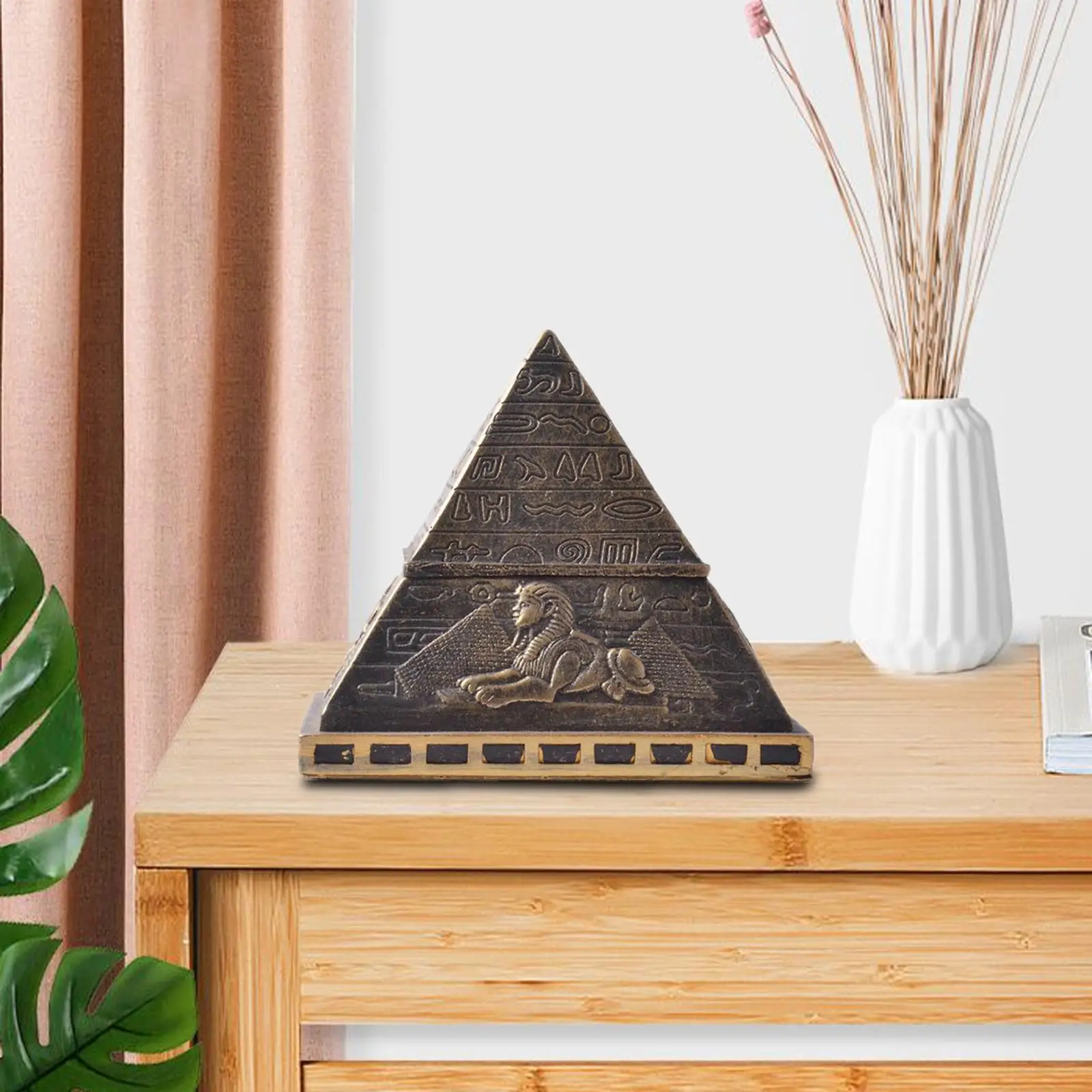  Pyramid Statue Trinket Container Srage Feng Shui Figurines Architecture Deskp Office Souvenir Jewelry Box Ornament