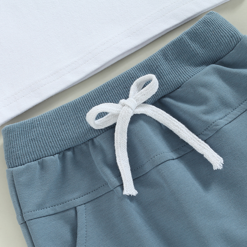 FOCUSNORM 4 Farben Sommer Kausalen Baby Jungen Kleidung Sets 2 stücke Brief Drucken Kurzarm Pullover T Shirts + Solide shorts – Detail 28