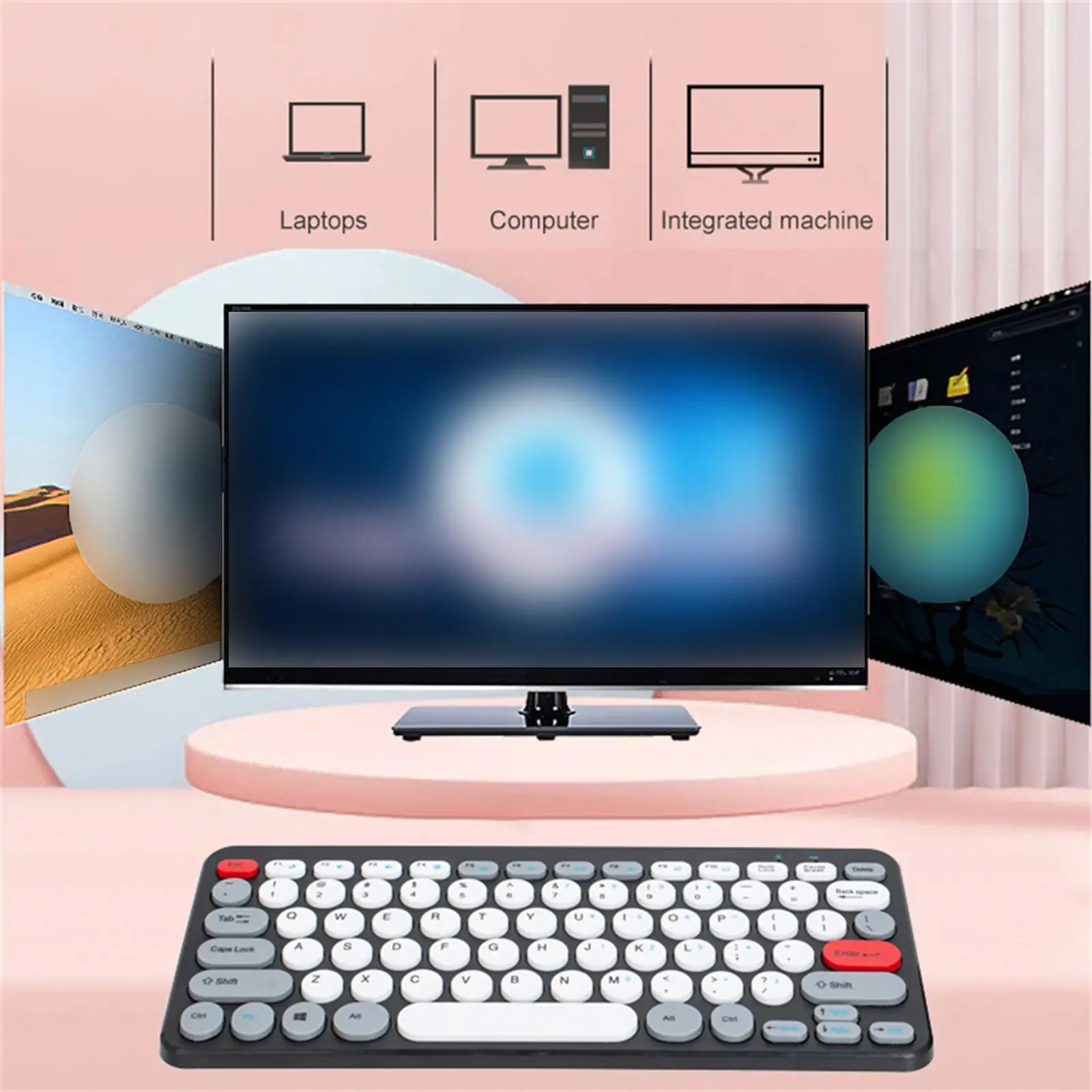 Mini Wireless Keyboard and Mouse Set and Quiet Click for Laptop PC Computer