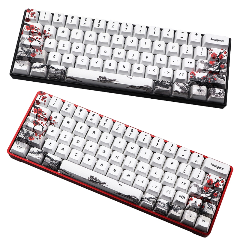 chaves wangjiang flor de ameixa keycap corante sublimação perfil oem teclado mecânico keycap para