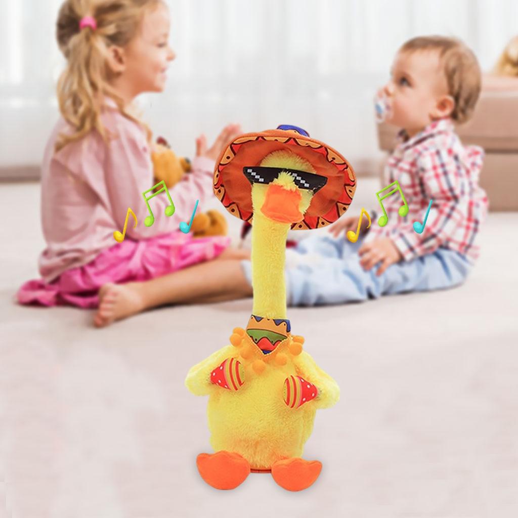 Cute Duck Doll Toy Singing Talk Repeated Record Dance Swinging Neck Repeat Toy Stuffed Doll for Party Favors Home Decor Baby