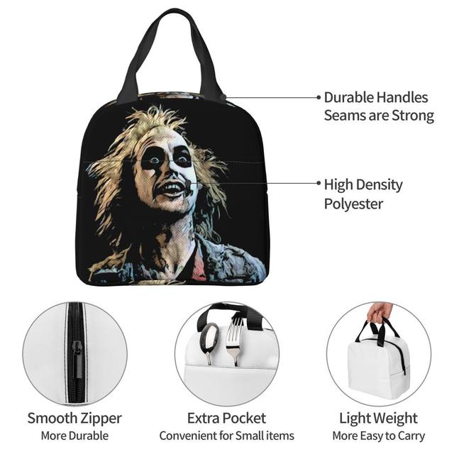 Filme beetlejuice e lydia isolado saco de almoço para piquenique ao ar  livre dos desenhos animados tim burton filme de terror térmico refrigerador  lancheira crianças - AliExpress