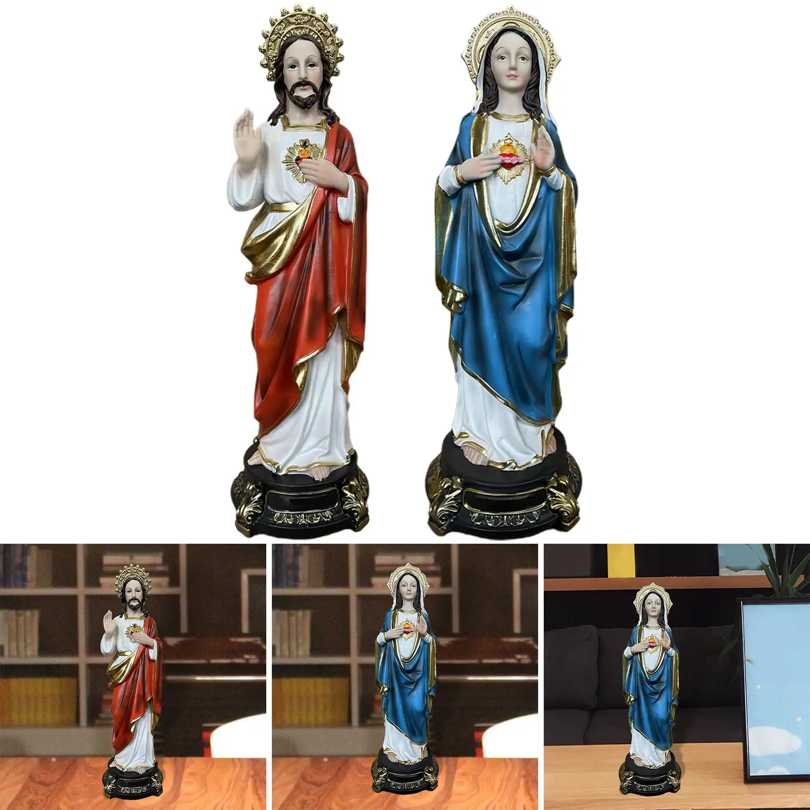 Savior Figurine Collection Christian Religious Gift Statuette Decorative Resin for Table Living Room Chapel Ornament Gift