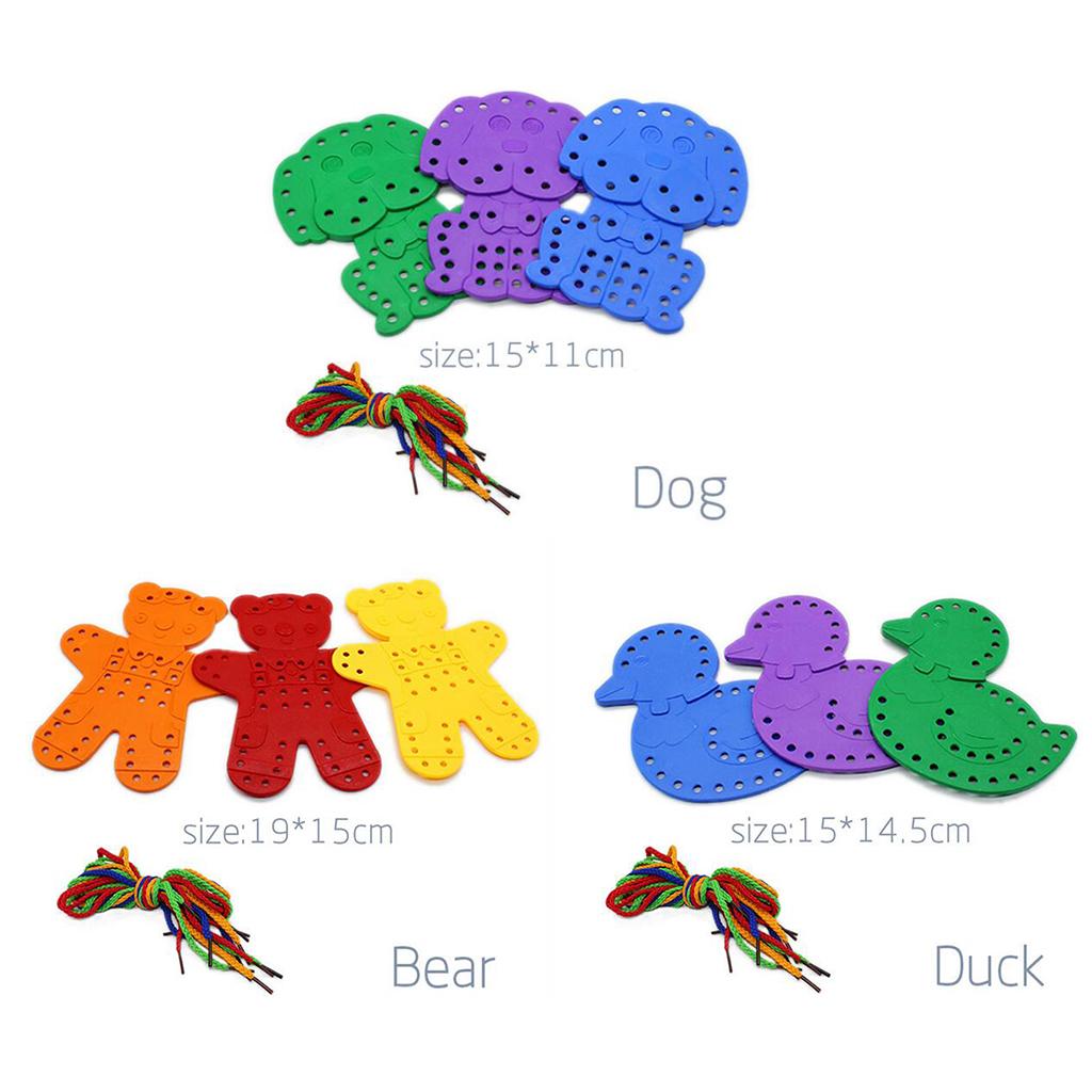 9pcs 6-Color Threading  Creative Animal Kindergarten Childhood Toy