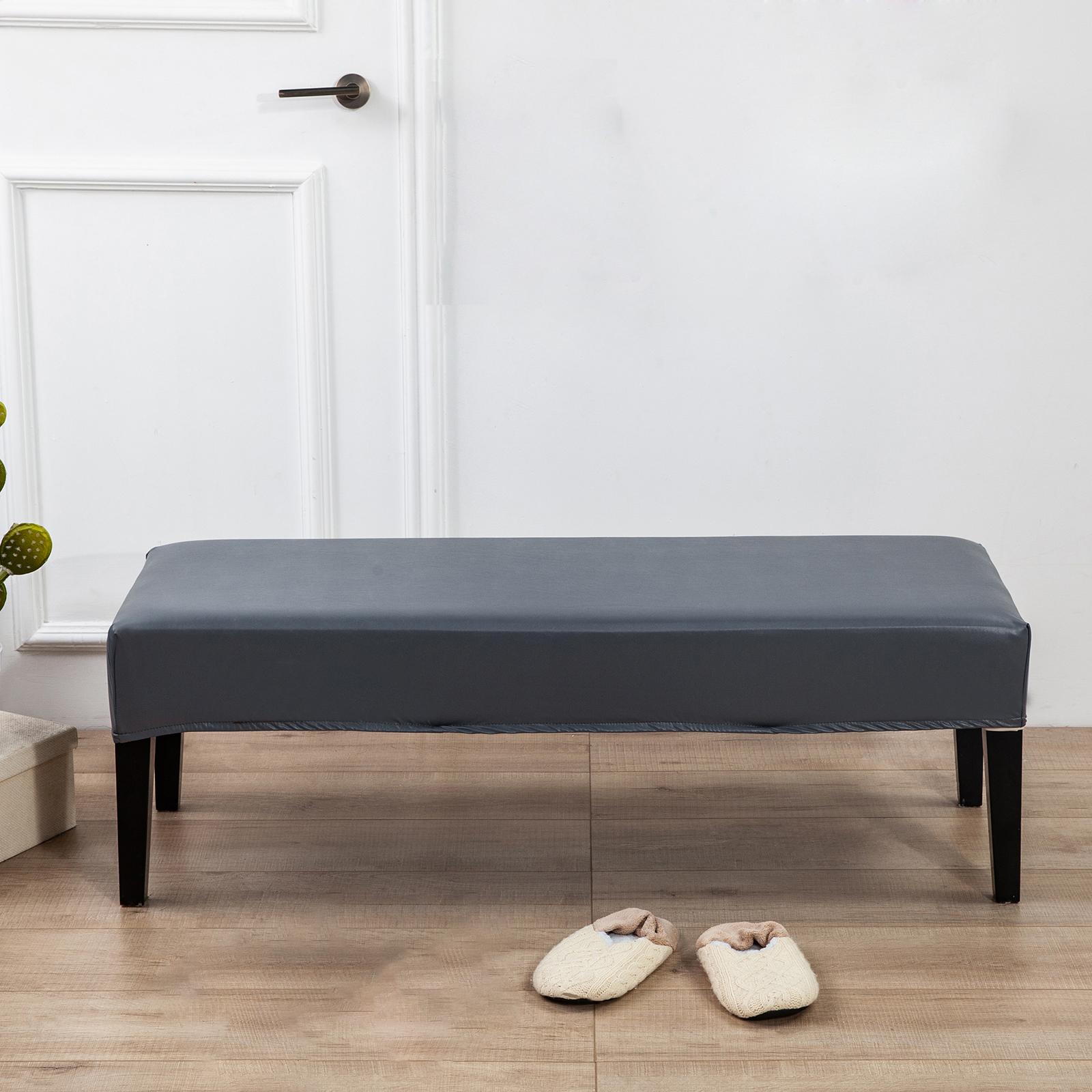 Soft Dining Bench Cover PU Rectangle Upholstered Removable Bedroom Kitchen Bench Long Seat Slipcover Decor