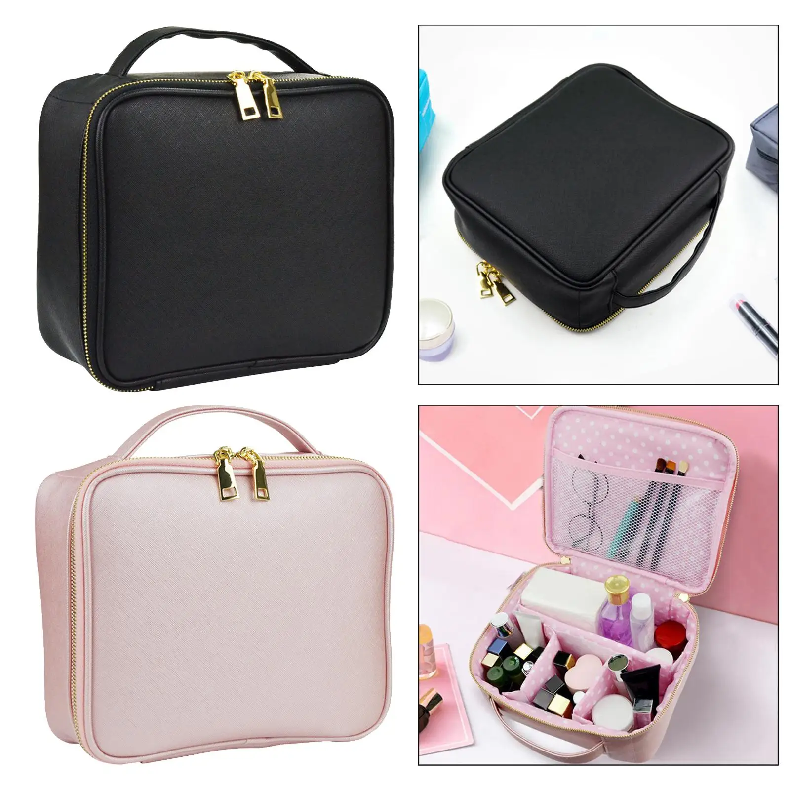 Travel Toiletry Case Storage Large Capacity Waterproof Container with Dividers Washable PU Portable for Toiletries Shampoo Women