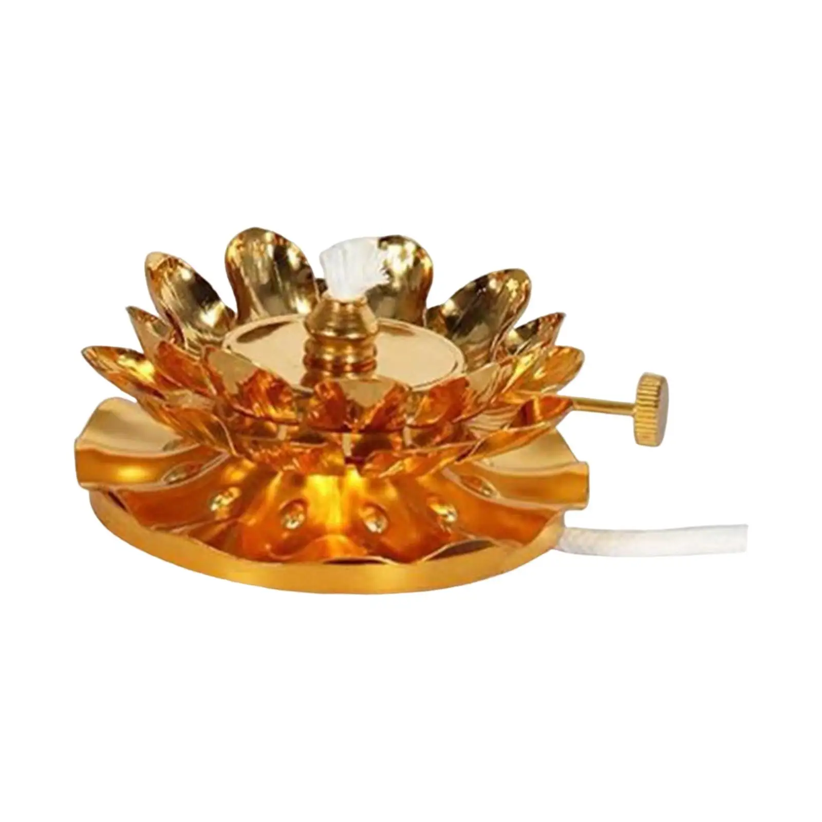 Vintage Style Butter Lamp Wick Holder Without Wick Lotus Flower Oil Lamp Holder Temple Rack Alloy Ornament Parts for Home Decor