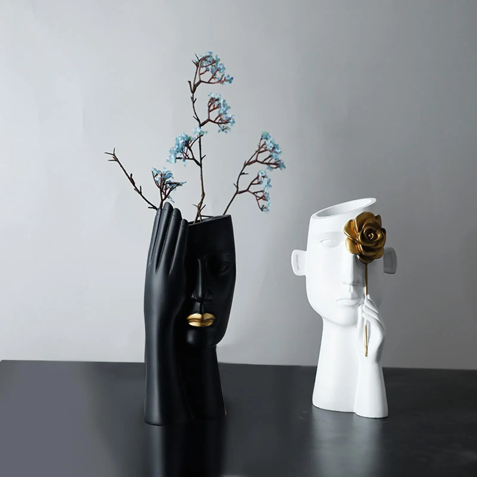 Nordic Flower Vase Face Vase Flower Pot Flower Arrangement Container Holder for Photo Prop Home Desktop Shelf Decoration