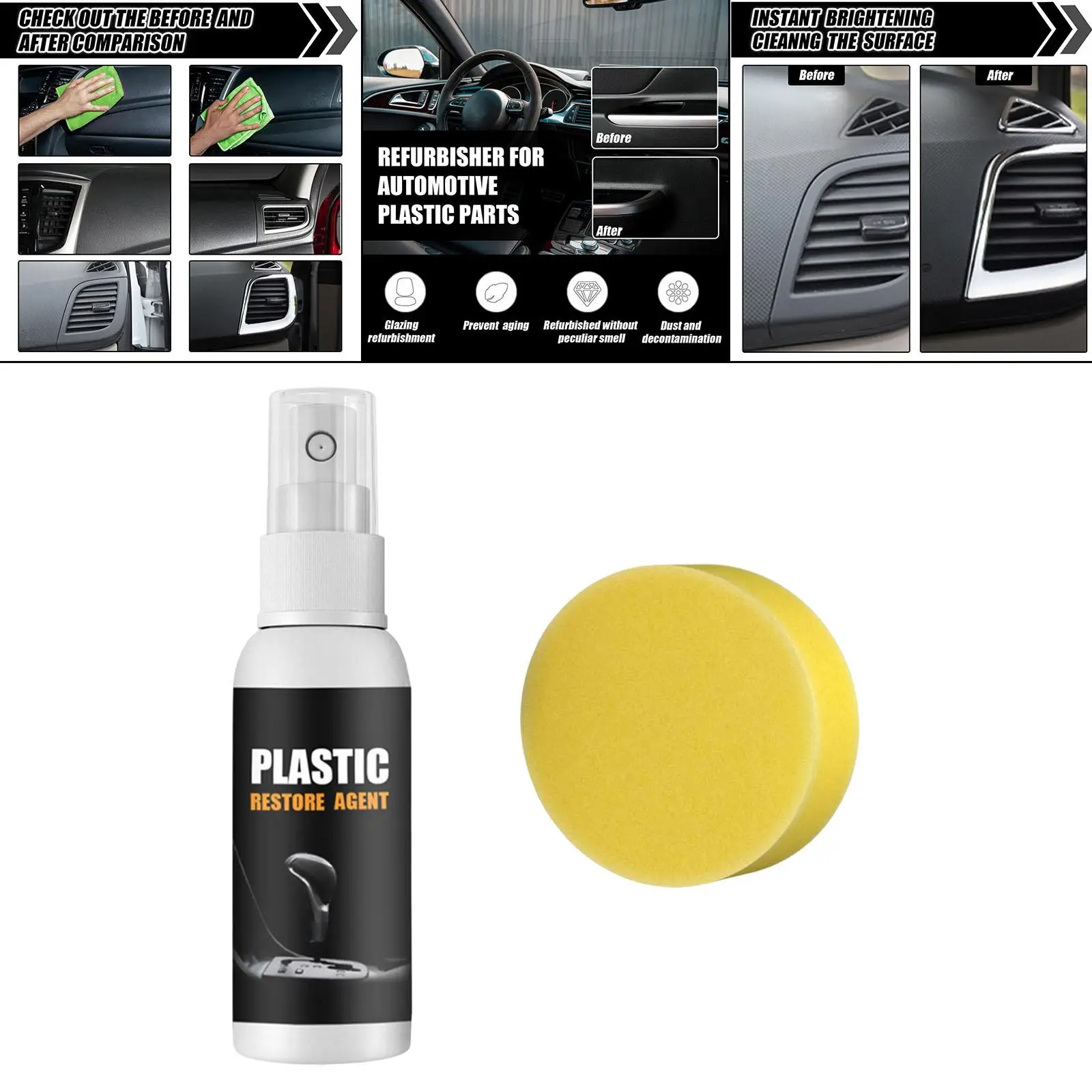 Multi Functional Car Plastic Restorer Refurbishment Plastic Parts Refreshing Agent for Automotive Interior Exterior Leather