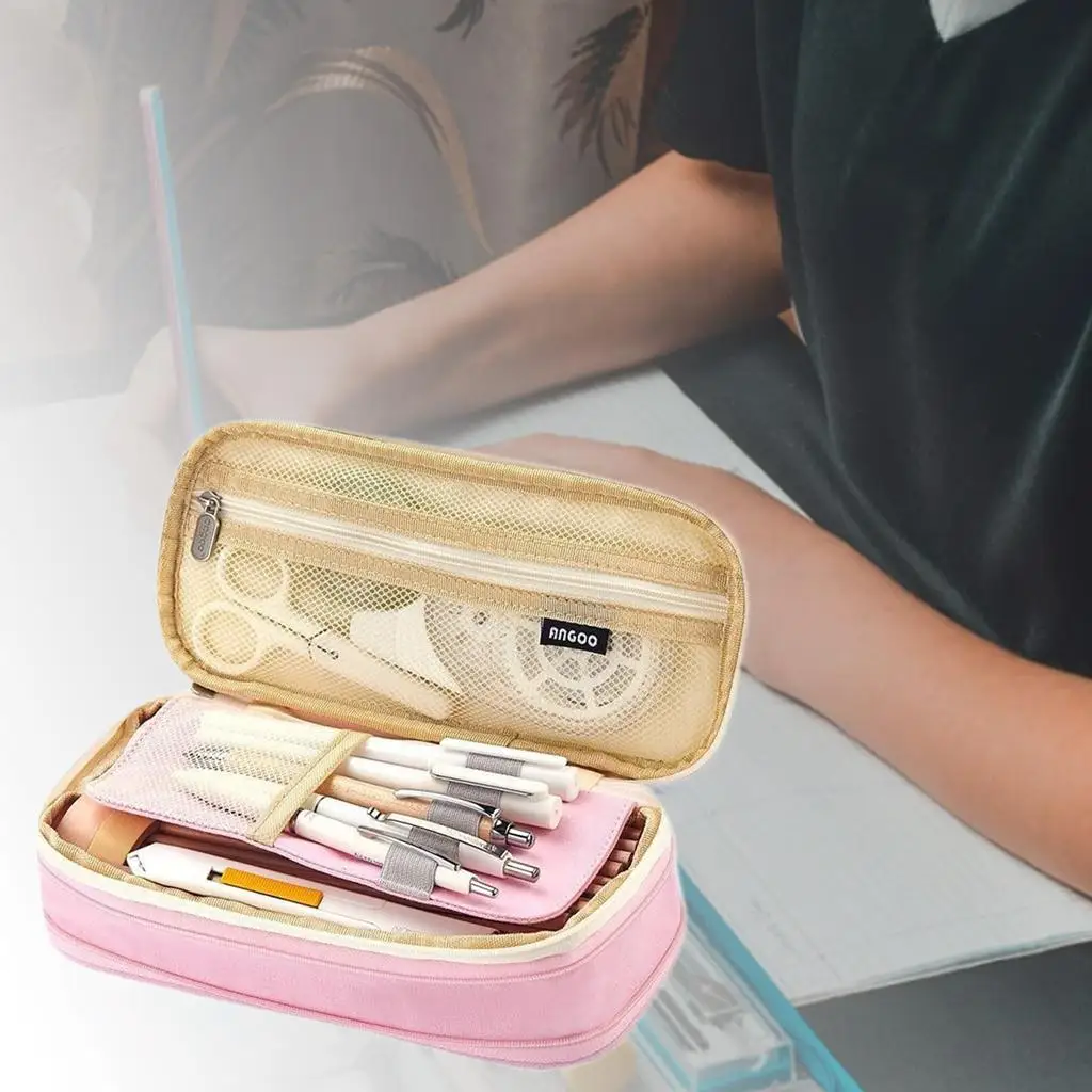Classic Pocket Pen Pencil Case, Cosmetic Makeup Bag for Women Students Boys Girls