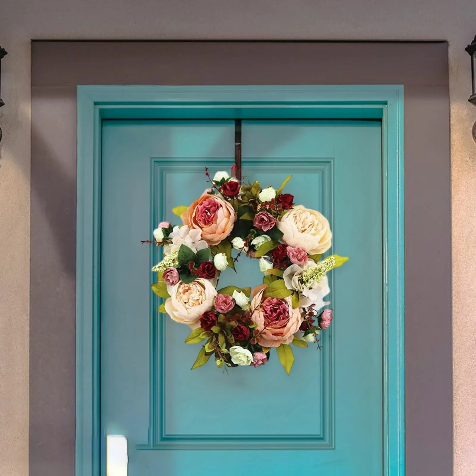 Handmade Peony Flower Wreath Spring Garland for Halloween Xmas Home Decor Photography Props