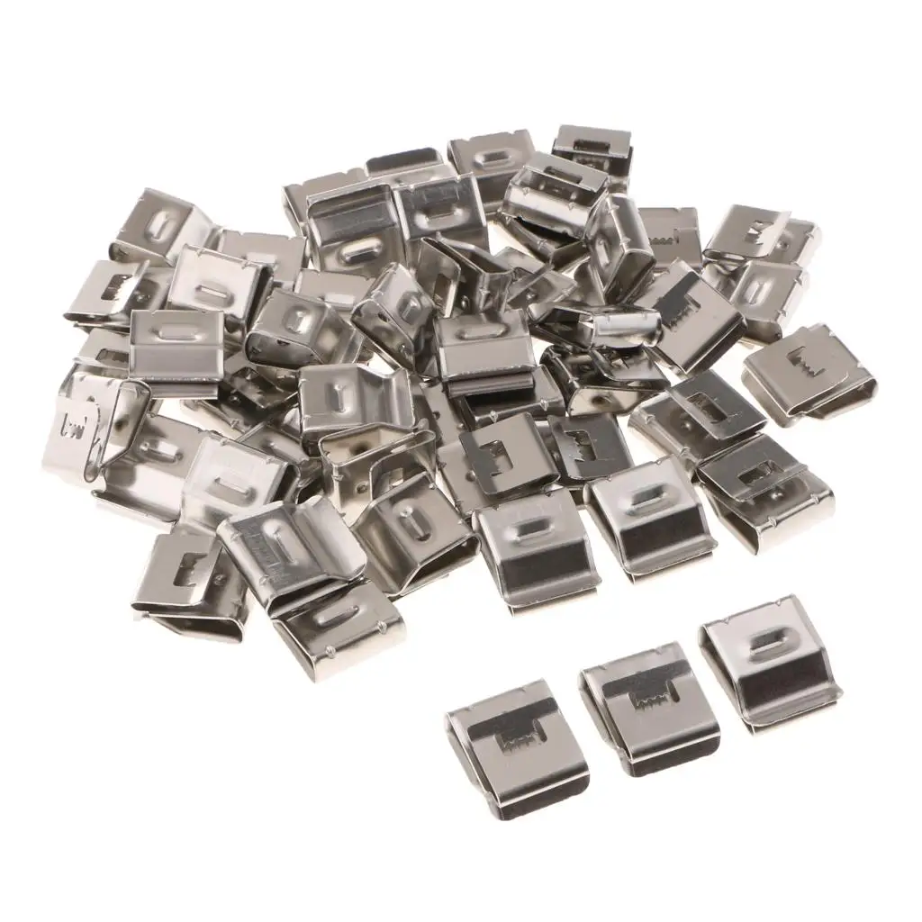 50Pcs Classic PV Type Stainless Steel Wire Clips, Solar Cable Fastener Clips Wire Management for Car Trailer Boat