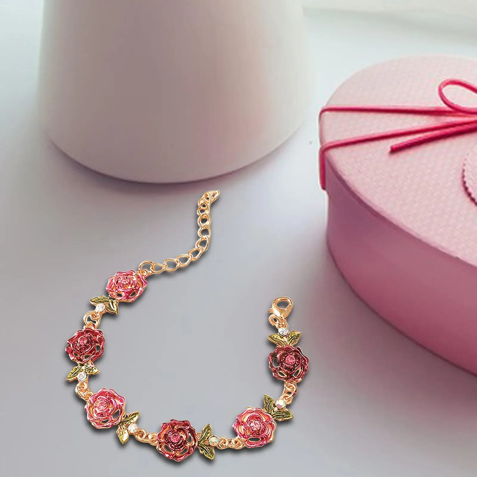 Flower Bracelet Shiny Gift Adjustable Ornaments Elegant Charm Bracelet for Girls Thanksgiving Wedding Anniversary Holiday