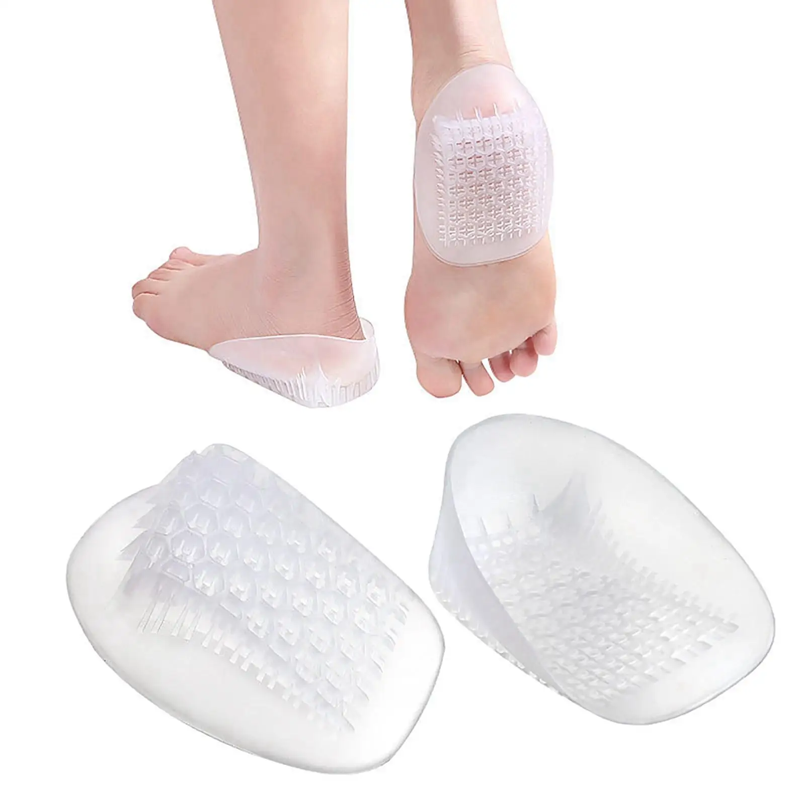 2 Pieces U Shaped Heel Cup Pads Support Comfortable Cushion Insert for Plantar Fasciitis Sore Heel Bone Spurs Foot Care Clear