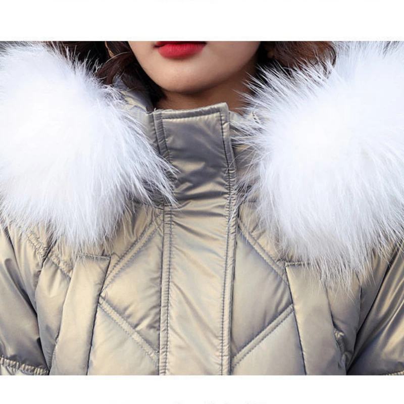 inverno casaco frio das mulheres parkas super quente com capuz longo acolchoado jaqueta gola de pele solta coreano moda barato atacado jaqueta