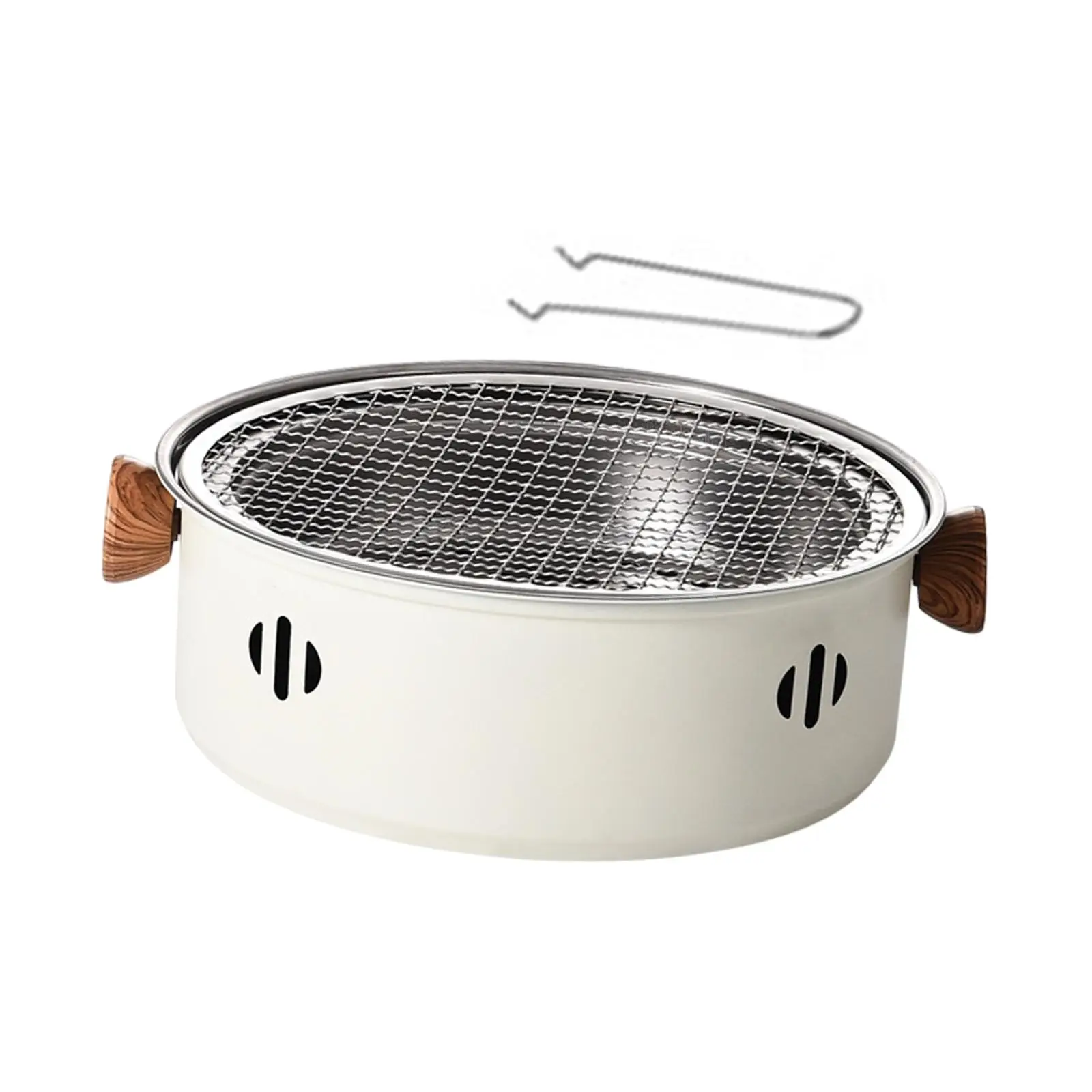 Charcoal Stove Portable Stainless Steel with Grill Grid Teapot Warmer Outdoor Grill Stove for Picnic Household Beach Cooking