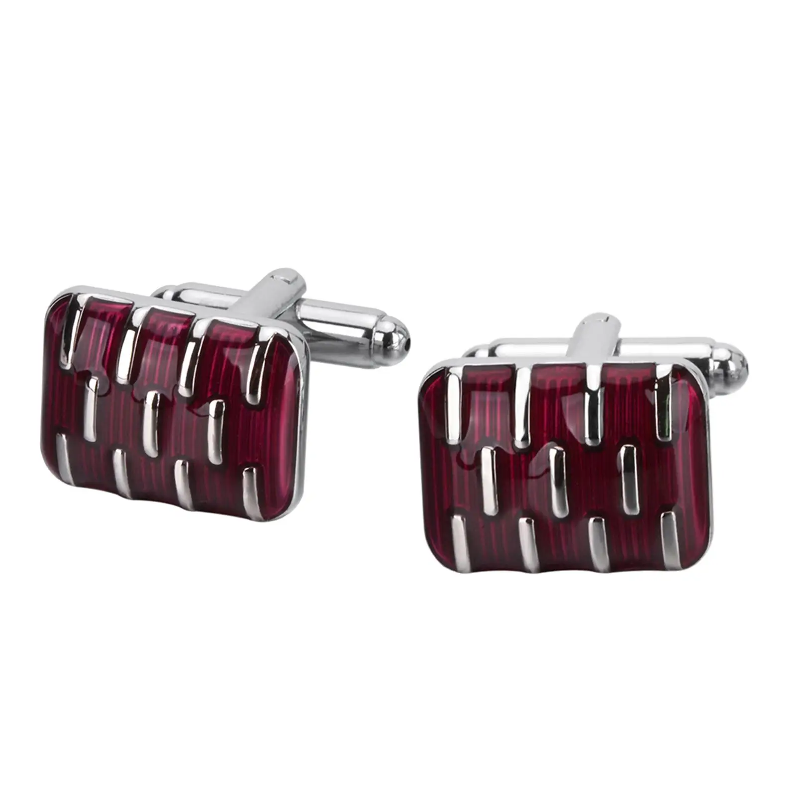 2Pcs Dark Red Men Cufflinks Cuff Links for French Cuff Shirt Valentines Day