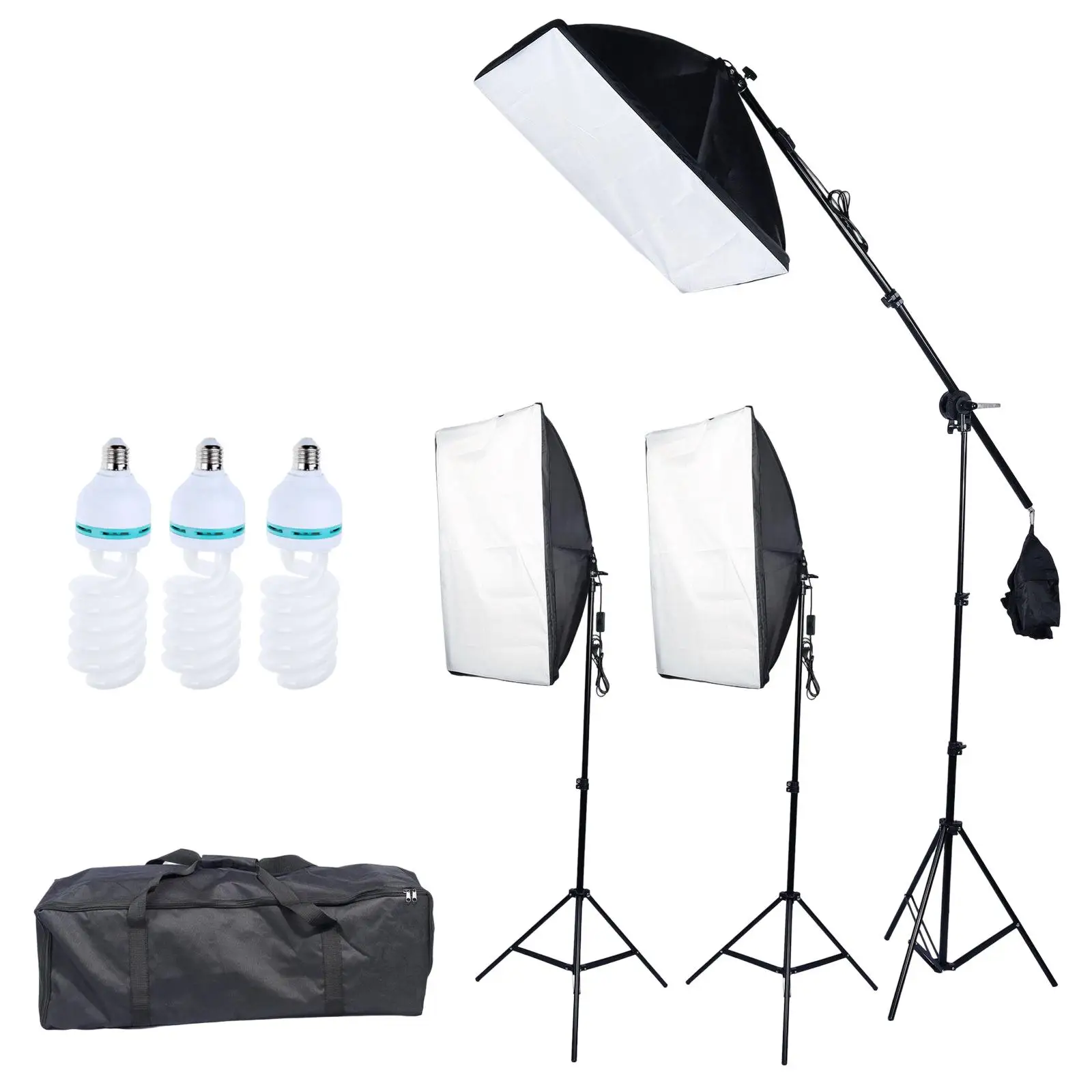14Pcs Photography Lighting Kit Adjustable Light Stand Complete with Storage Bag Cross Arm Softbox Lighting Kit for Video Product