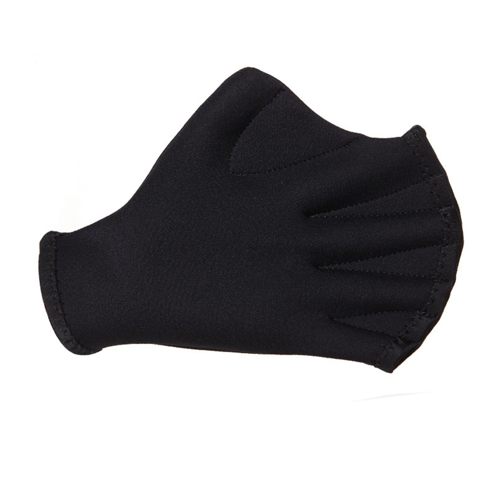 1 Pair Aquatic Swimming Gloves , Webbed Fingers Fitness (Black) for Exercise Training