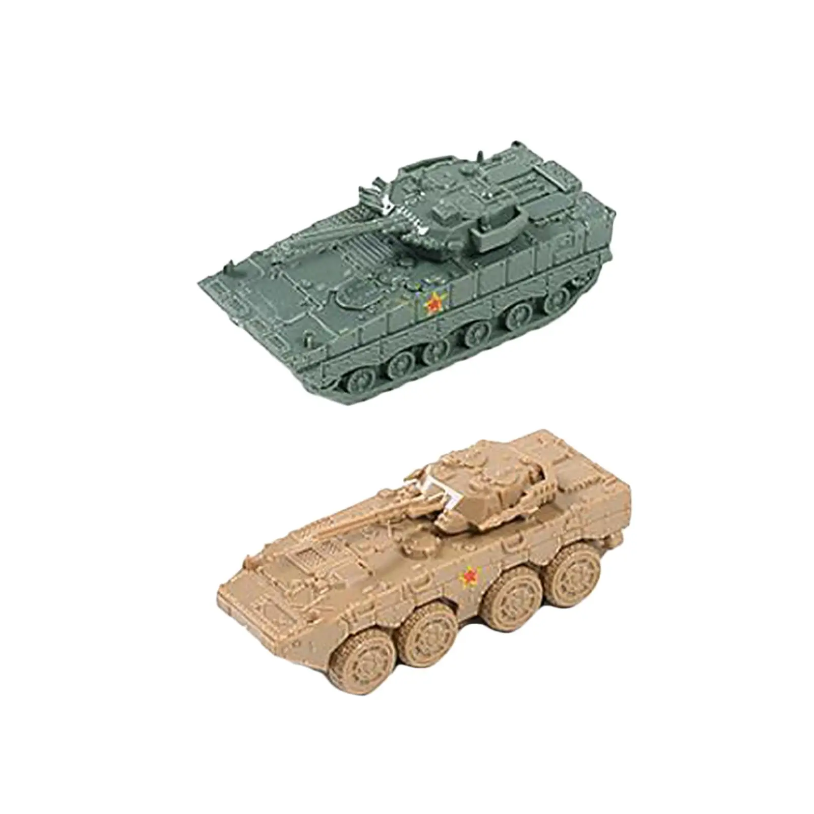 2 Pieces 1:144 Scale Armored Tank Toy Tank Model Puzzle Tracked Crawler Chariot for Table Scene