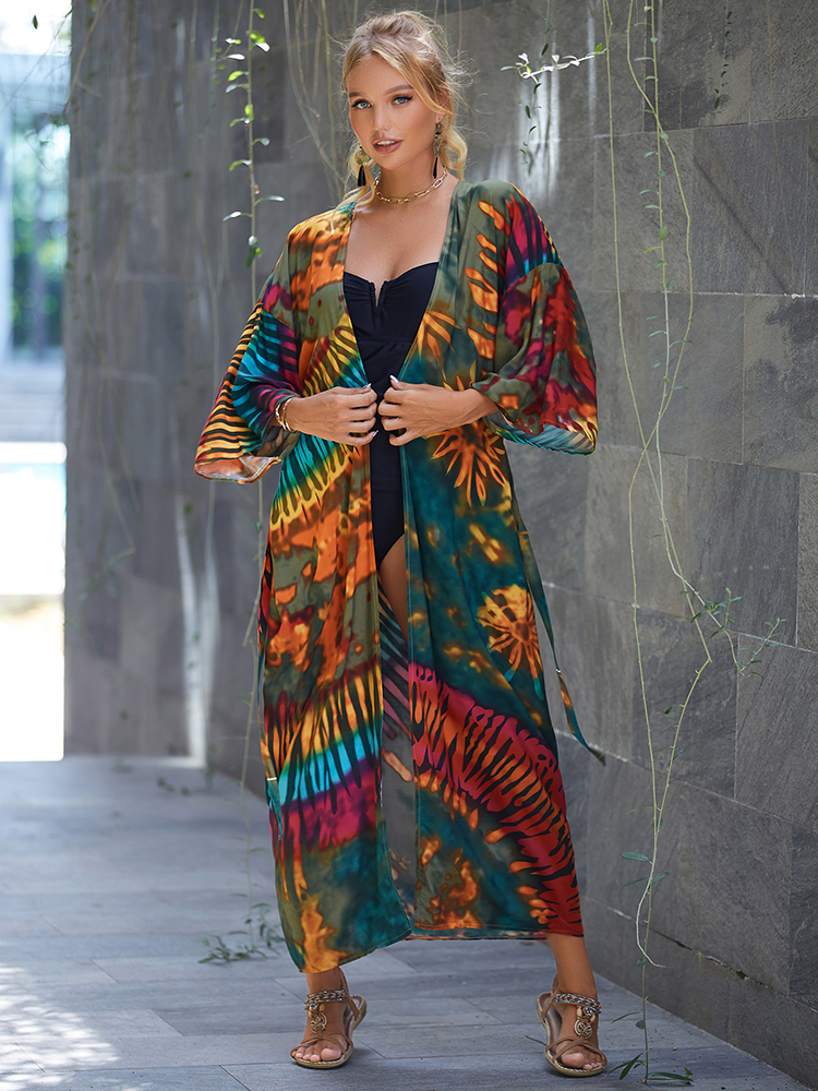 cobrir boêmio kaftan vestido prareos robe túnica