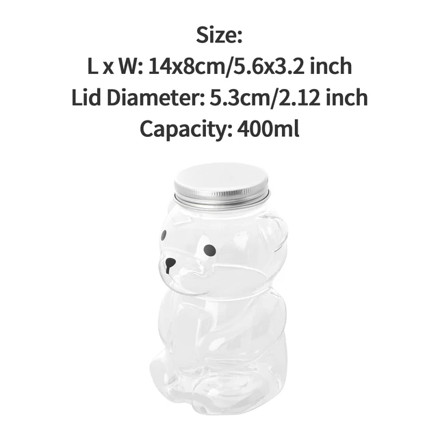 5Pcs Transparent Bottles with Lids Cute Bear Shape Drink