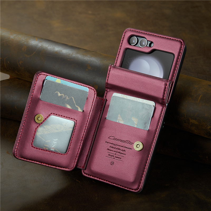 EUCAGR Luxury Magnetic Wallet PU Leather Case For Samsung Galaxy Z Flip 5 6 7 Card Solt Holder Pocket Cover For Galaxy Z Flip7 5