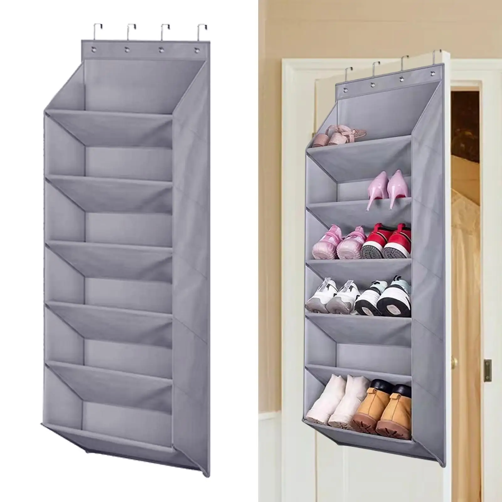 Hanging Shoe Rack 6 Tier Large Deep Pockets Door Shoe Rack for 14 Pair Boots