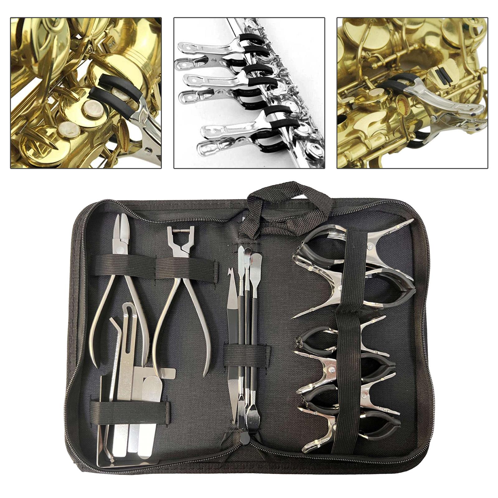 17Pcs Stainless Steel Saxophone Repair Tool Portable Adjustable Stable Musical Instrument Replacement Accessory for Flute