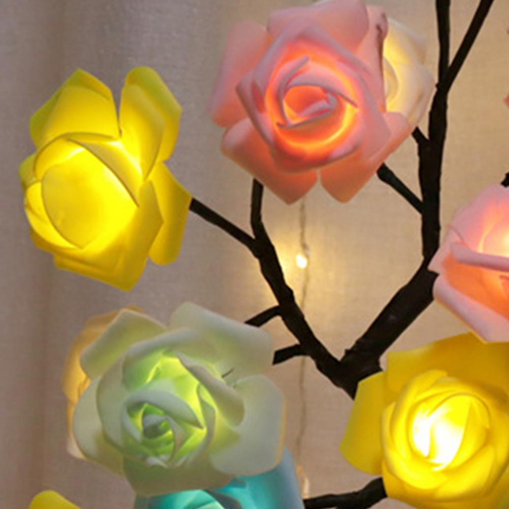 LED Cool Appearance Rose Tree Night Light Plastic Valentine's Day Rose Tree Table Light Home Decor