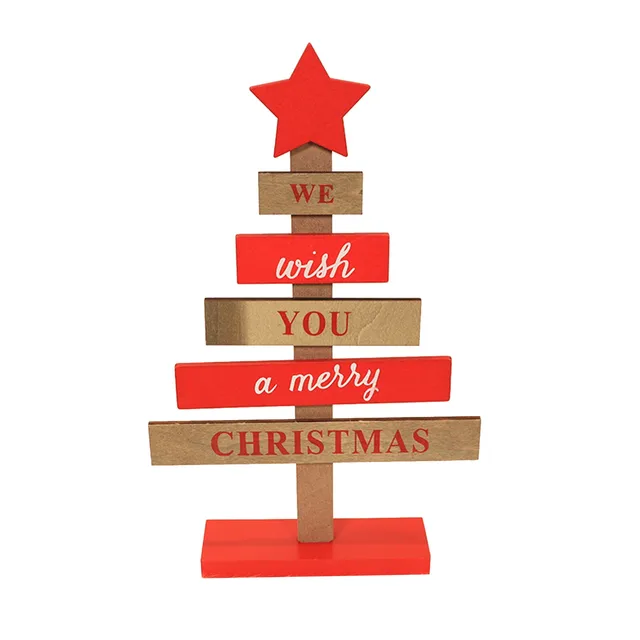 Desktop árvore de natal papai noel diy decoração de madeira sinais de natal  placa decoração de natal 2023 anos novos presentes de festa - AliExpress