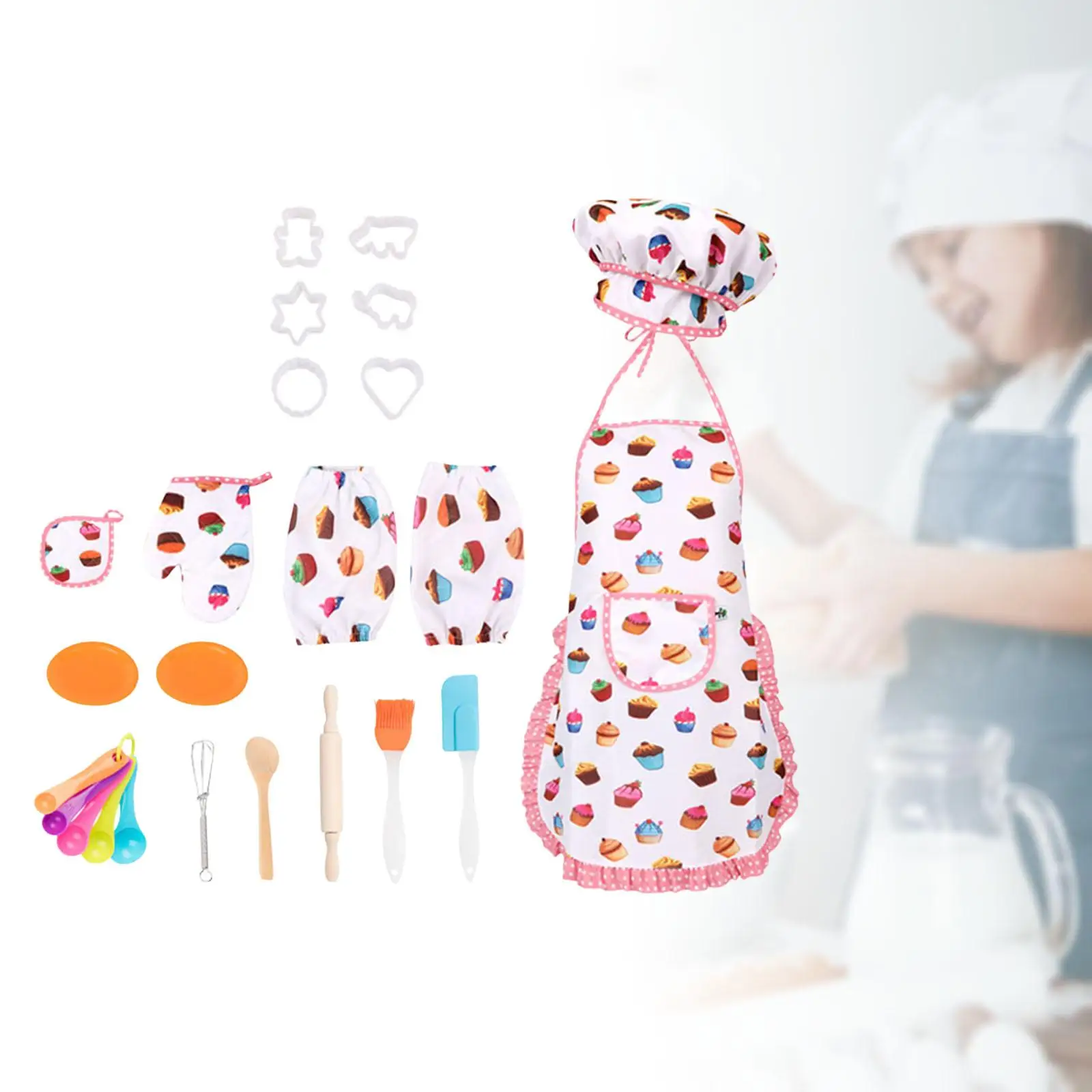 20x Kids Baking Set Chef Costume Prop Pretend Play Dress up for Toddler Children Preschool 3 4 5 6 Year Old Birthday Gift