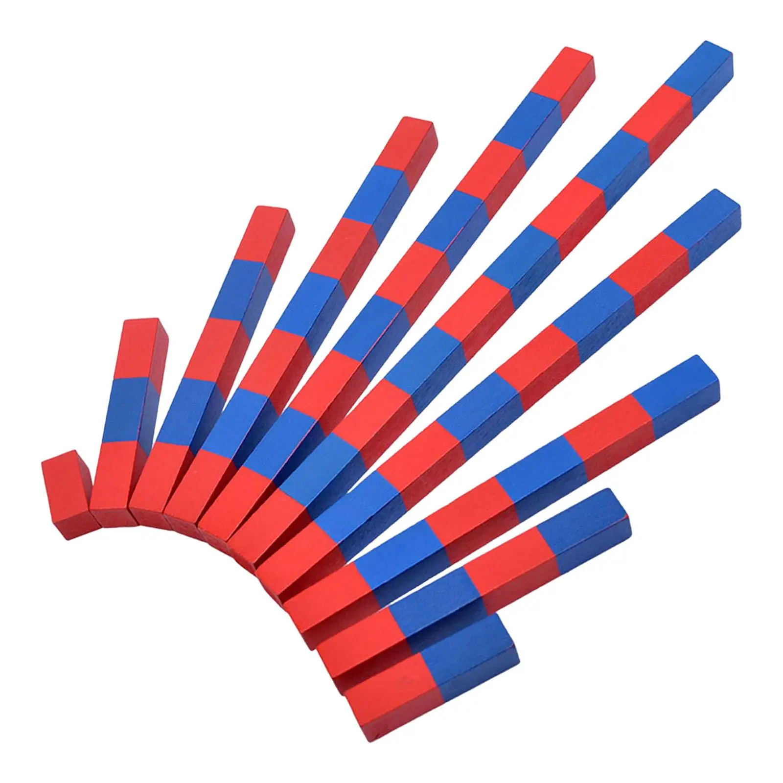 Educational Montessori Red Blue Number Rods Count from 1 to 10 Number Match Puzzle Portable Early Childhood for Daycare Family