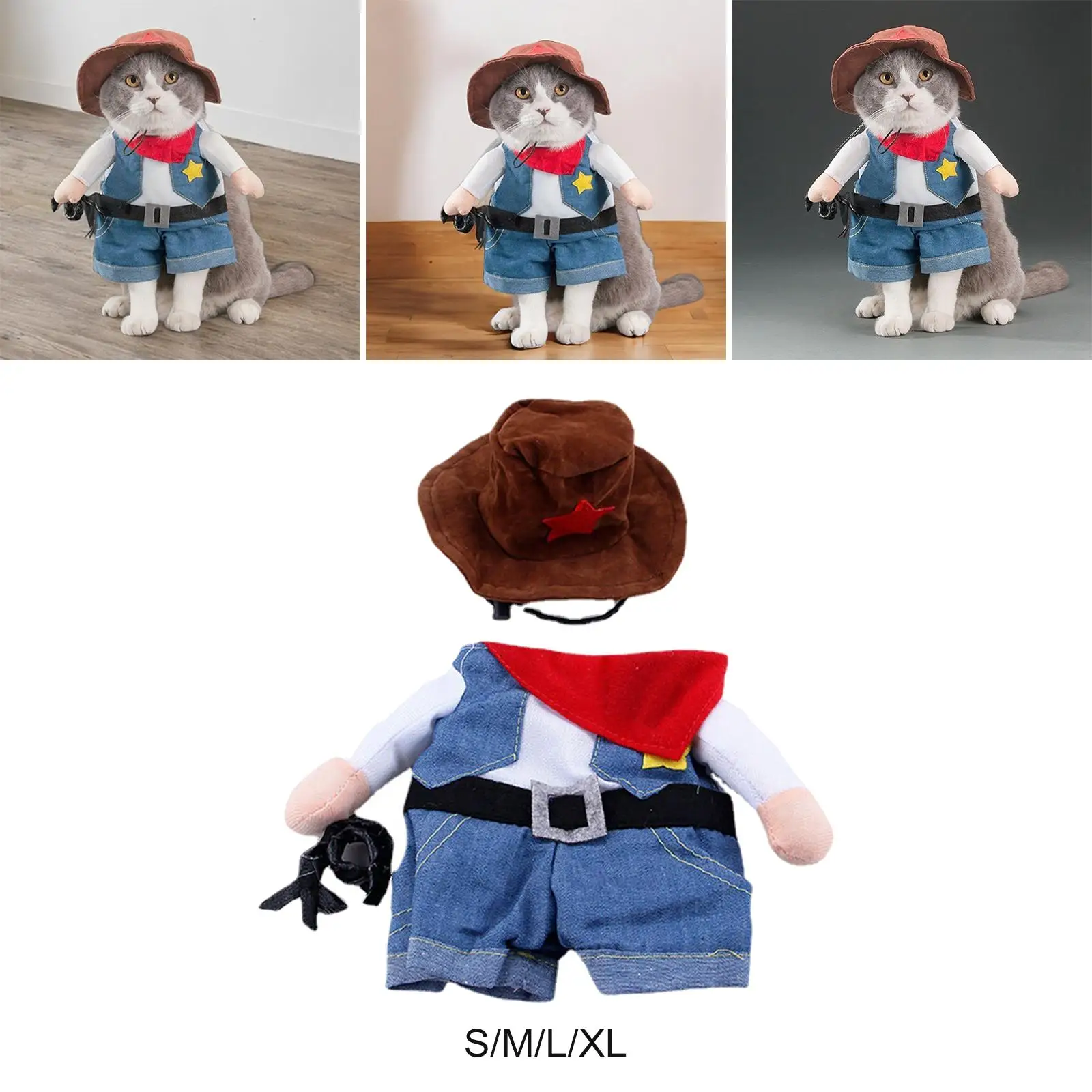 Pet Dog Cat Costumes Pet Halloween Cosplay Costume Cute Dog Cowboy Clothes