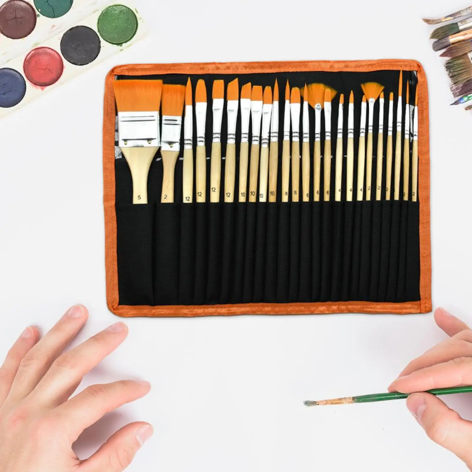 24Pcs Art Paint Brushes for Acrylic Painting Face Paint Brushes for Oil Watercolor Pumpkin Painting Miniature Detailing Gouache